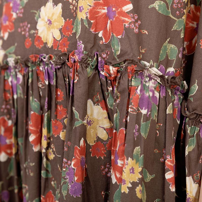 Casual Short Sleeve Pockets Floral Lacing Pleated Dress