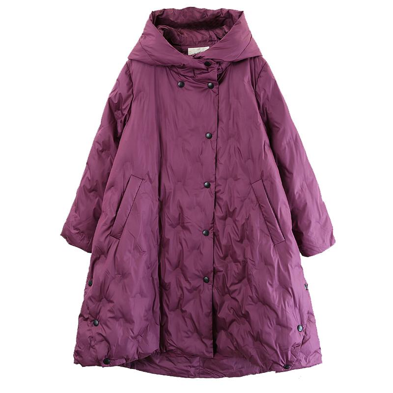Casual Solid Color Loose Hooded Down Coat