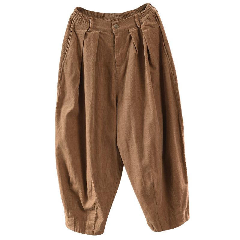 Casual Solid Color Pleated Comfortable Harem Pants