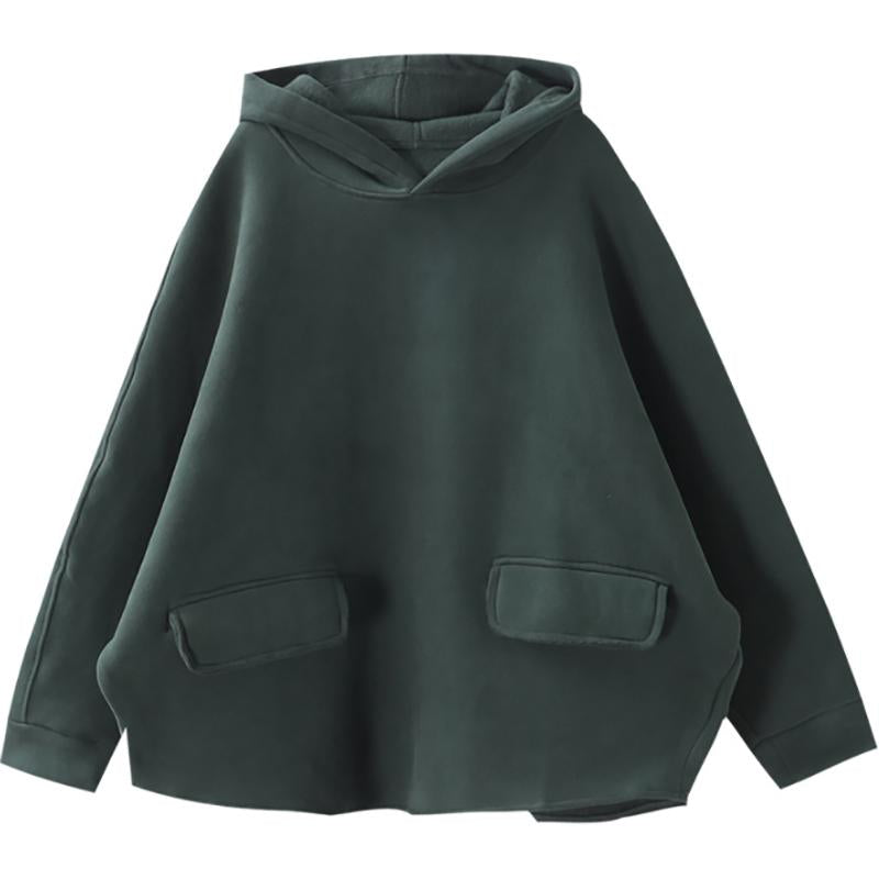 Casual Solid Color Plus Velvet Hooded Sweatshirt