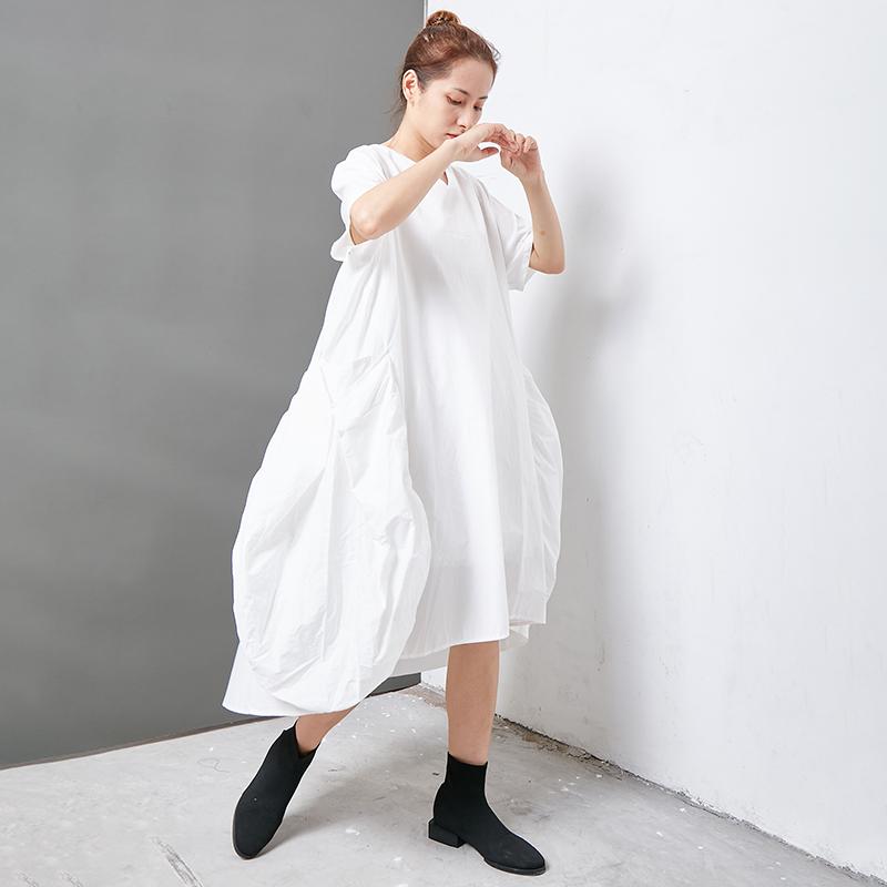 Casual Solid Short Sleeve V-Neck Women Dress