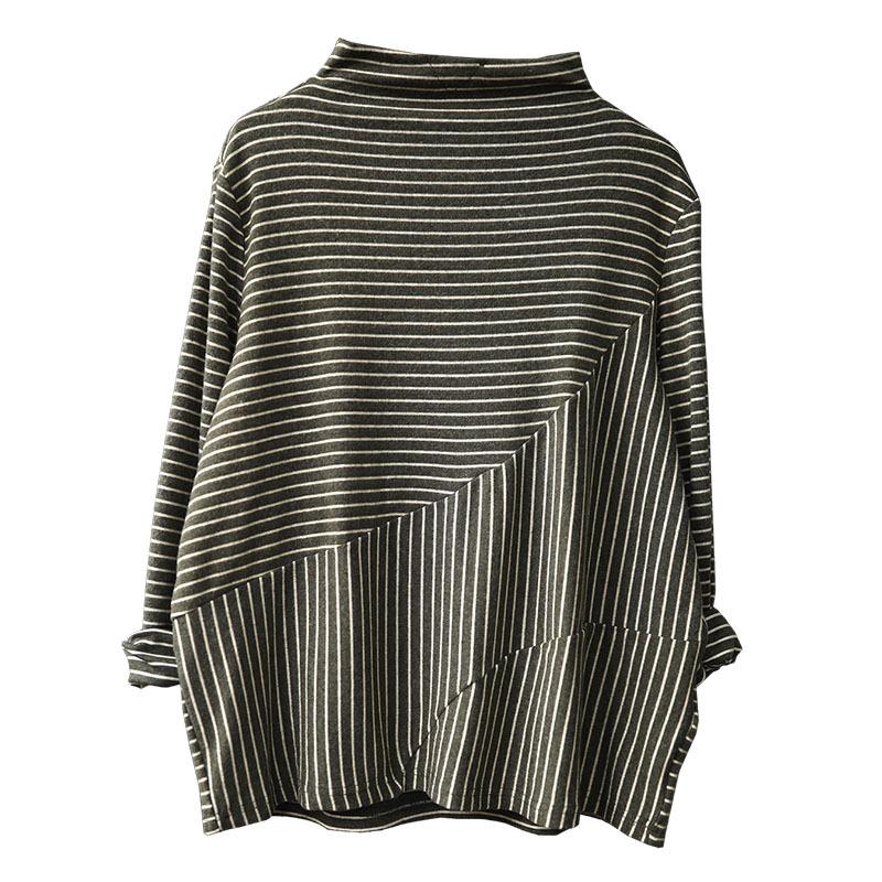 Casual Stripe Long Sleeve Bottoming Shirt