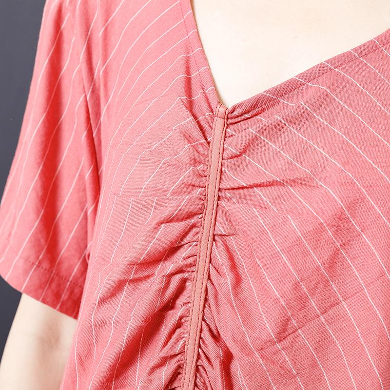 Casual Stripe Pleated Splicing Pullover Maxi Dress