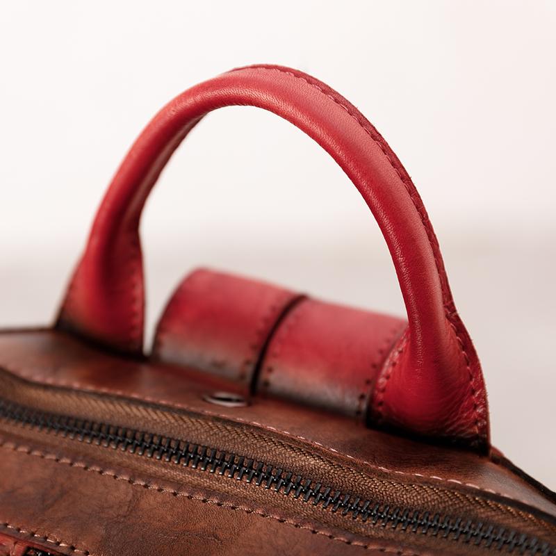 Casual Travel Color Matching Leather Backpack