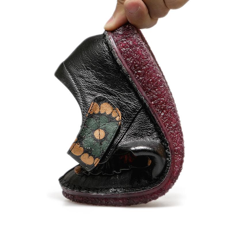 Color Matching Floral Printed Leather Women' Shoes