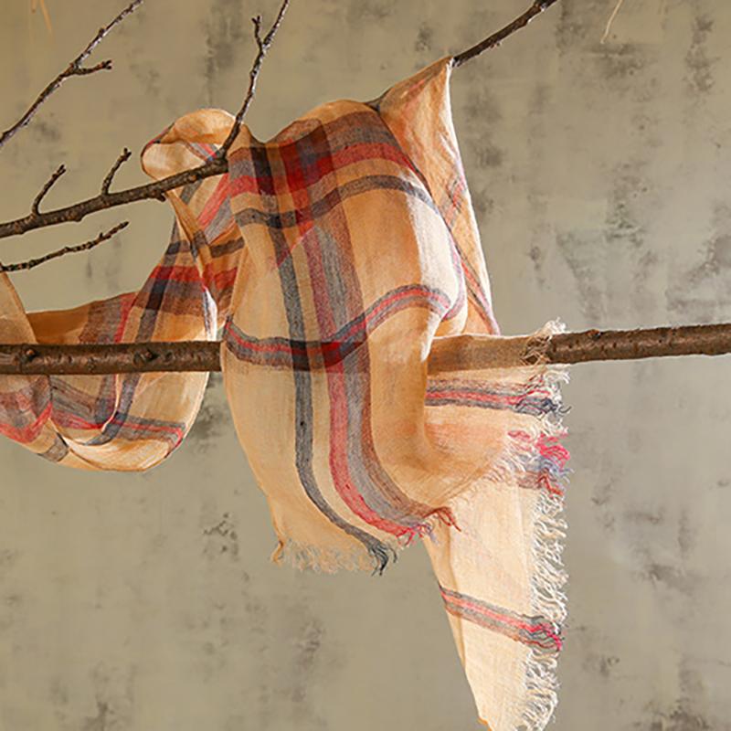 Colored Plaid Soft Comfortable Linen Scarf