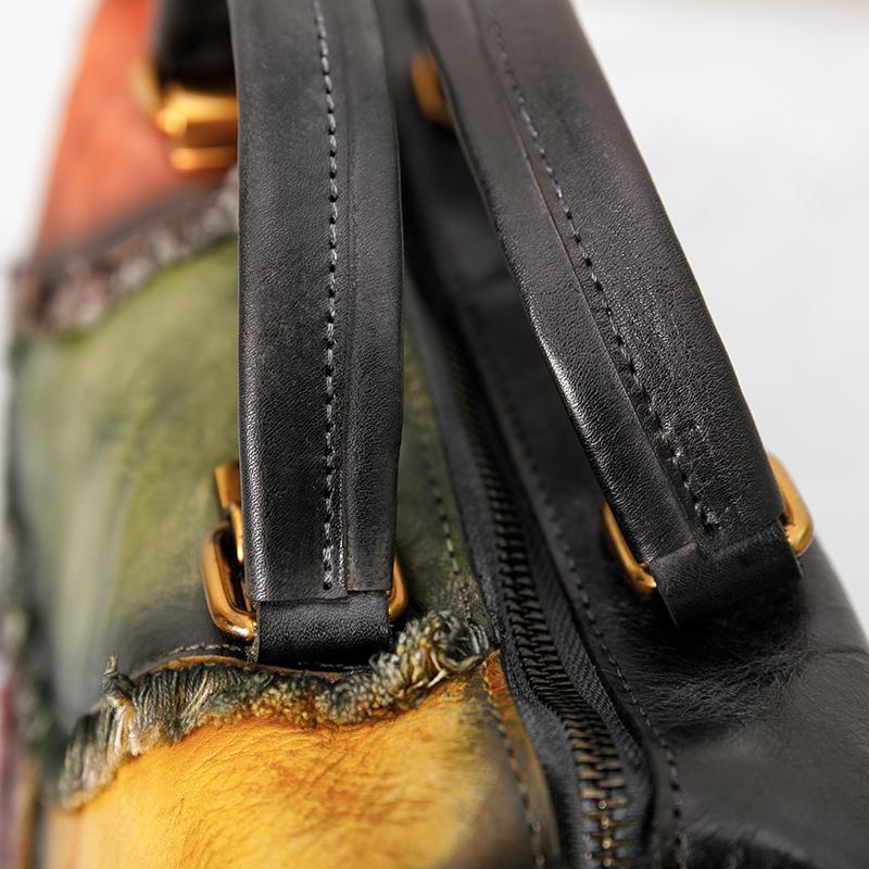 Contrast Color Retro Natural Burrs Crossbody Bag