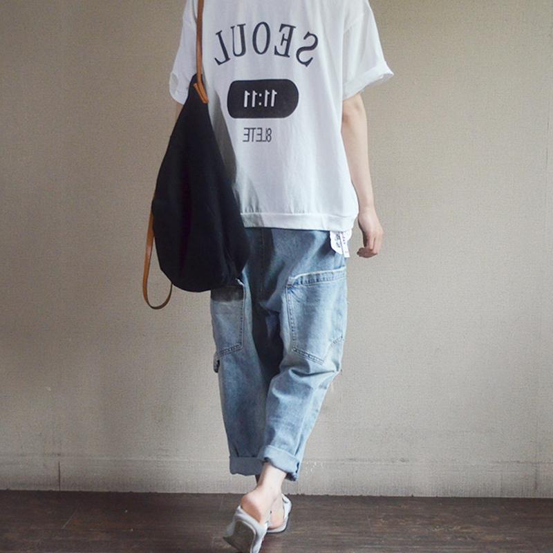 Cotton Short Sleeve Casual Print Blouse