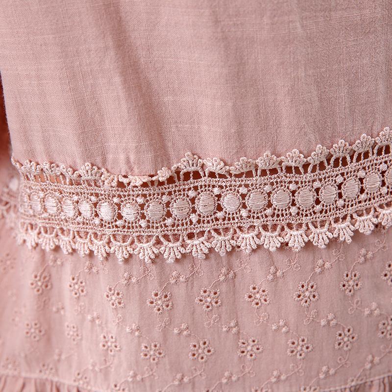 Cotton Solid Short Sleeve A-Line Dress