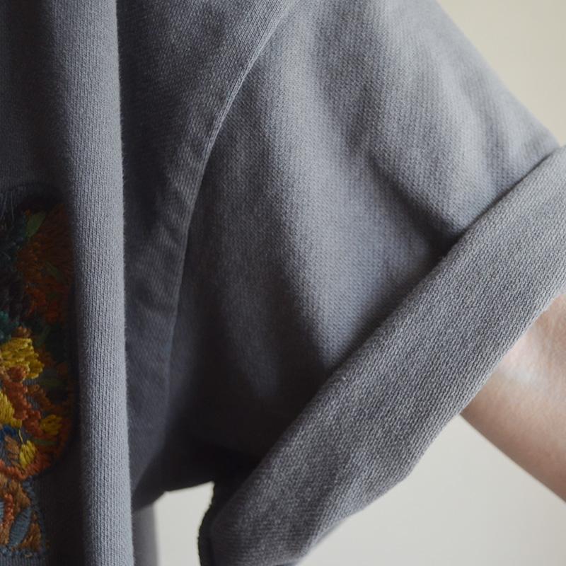 Cotton Spliced Pockets Short Sleeve Blouse