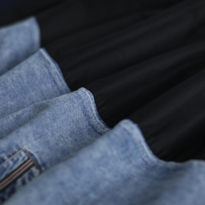 Cotton V-Neck Spliced Pleated Short Sleeve Blouse