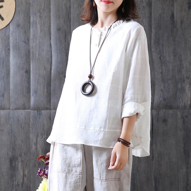 Cute Long Sleeve Linen Autumn Women Blouse