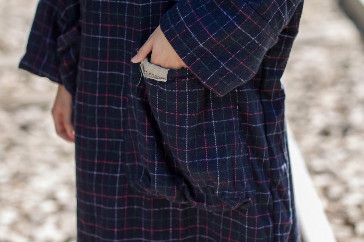 Plaid Long Sleeve Loose Winter Midi Dress