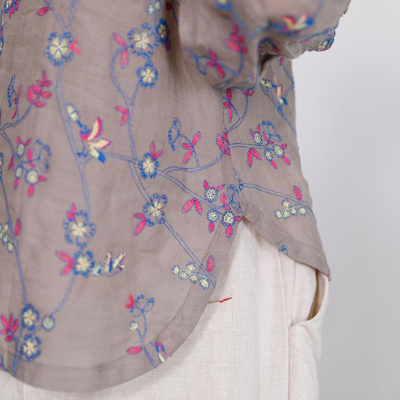 Embroidered Floral Retro Loose Comfortable Blouse