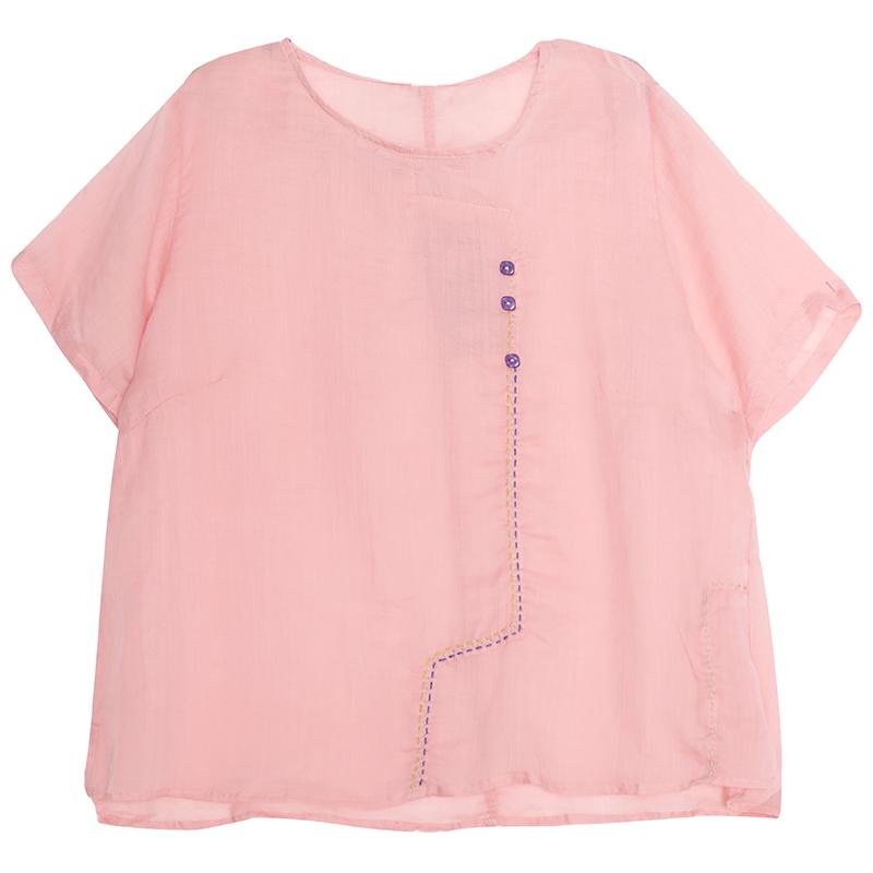 Embroidered Line Decoration Casual Comfortable T-Shirt