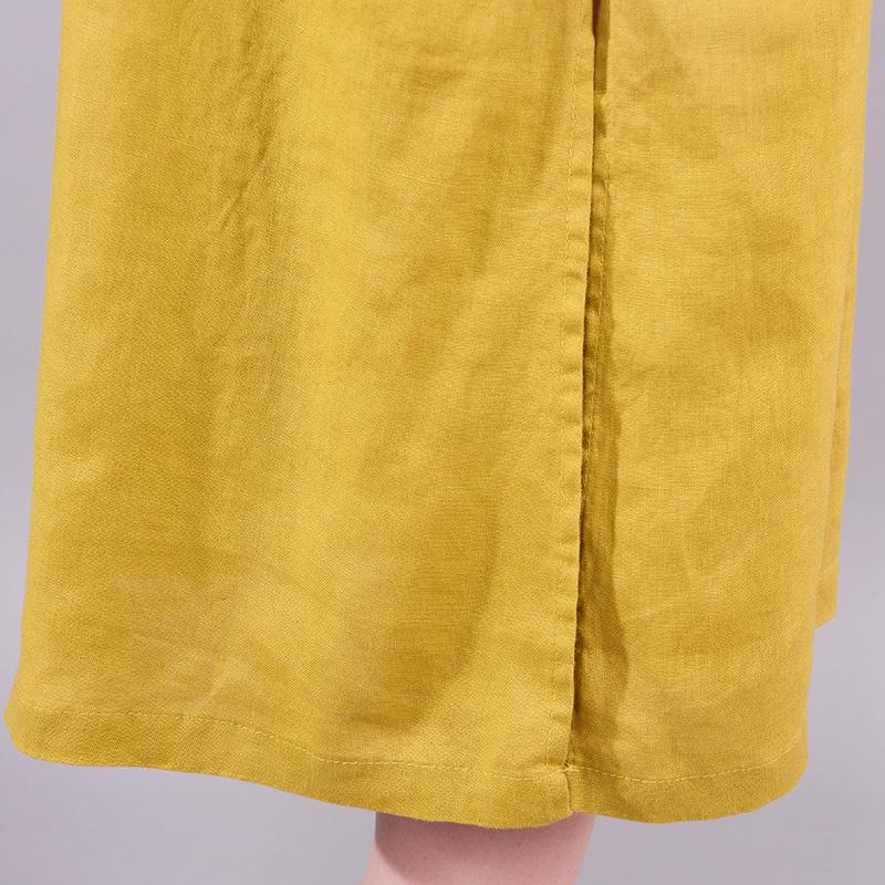 Embroidery Split Solid Color Midi Dress