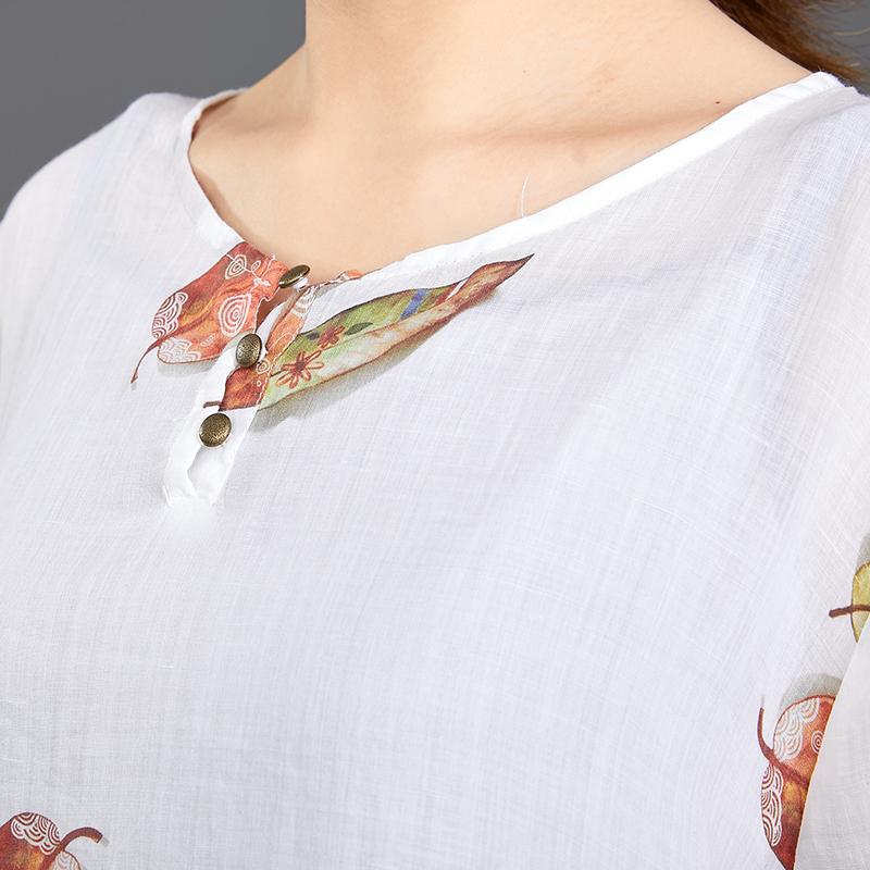 Fallen Leaves Split Hem Comfortable Dress