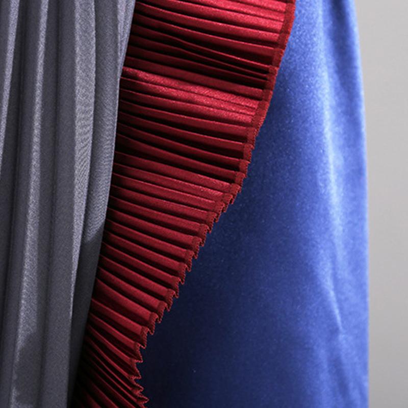 Fashion Half Pleated Spliced A-Line Skirt