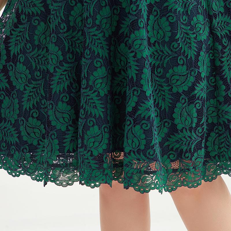 Fashion Polyester Lace V-Neck Plus Size Women Dress