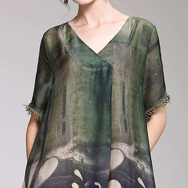 Fashion Print Short Sleeve Loose Dress