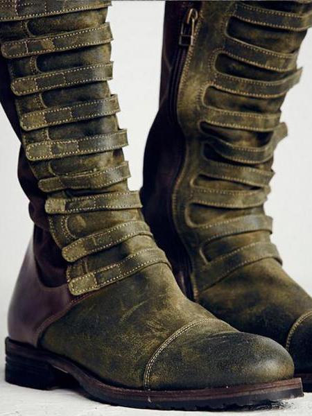 Bandage Frosted Zipper Thigh-high Chelsea Boots Shoes