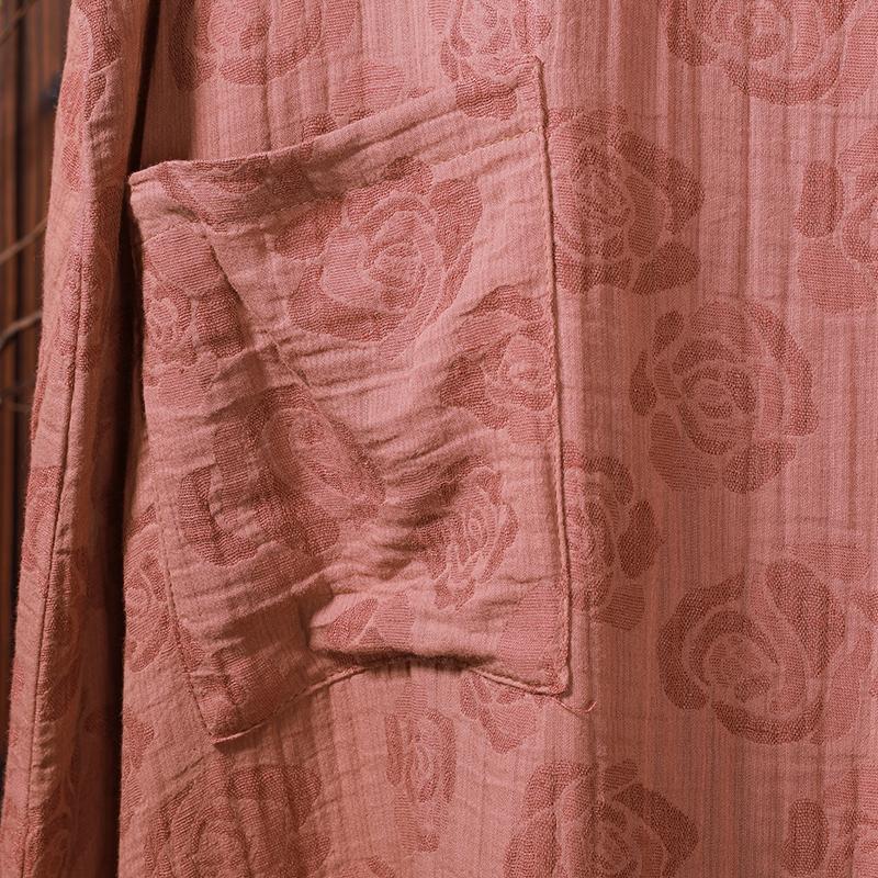 Floral Jacquard Casual Loose Midi Dress