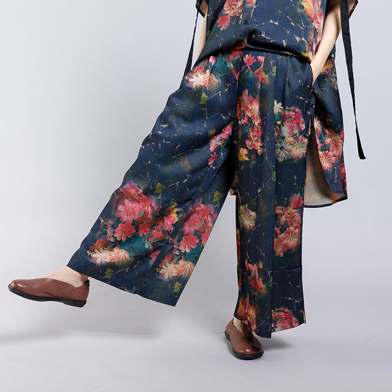 Floral Printed Irregular Lacing Two Piece Suit