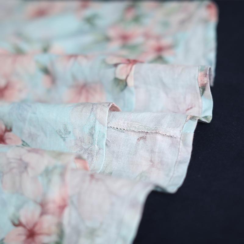 Floral Printed Lacing Loose V-Neck T-Shirt