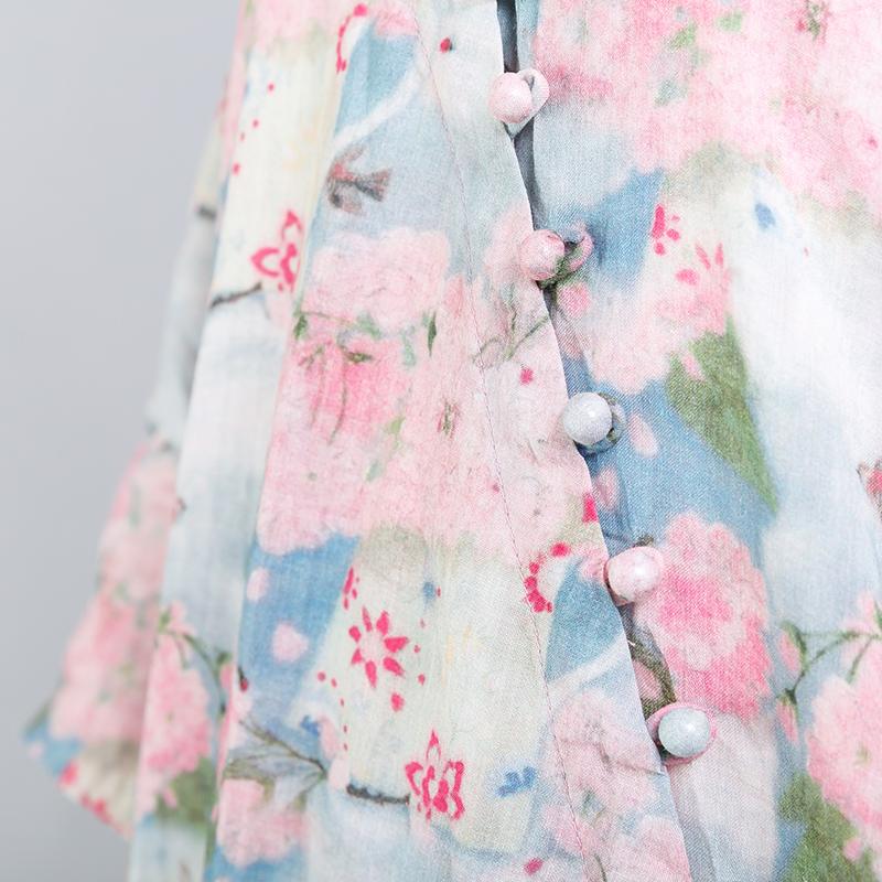Floral Printed Split Chinese Style Midi Dress