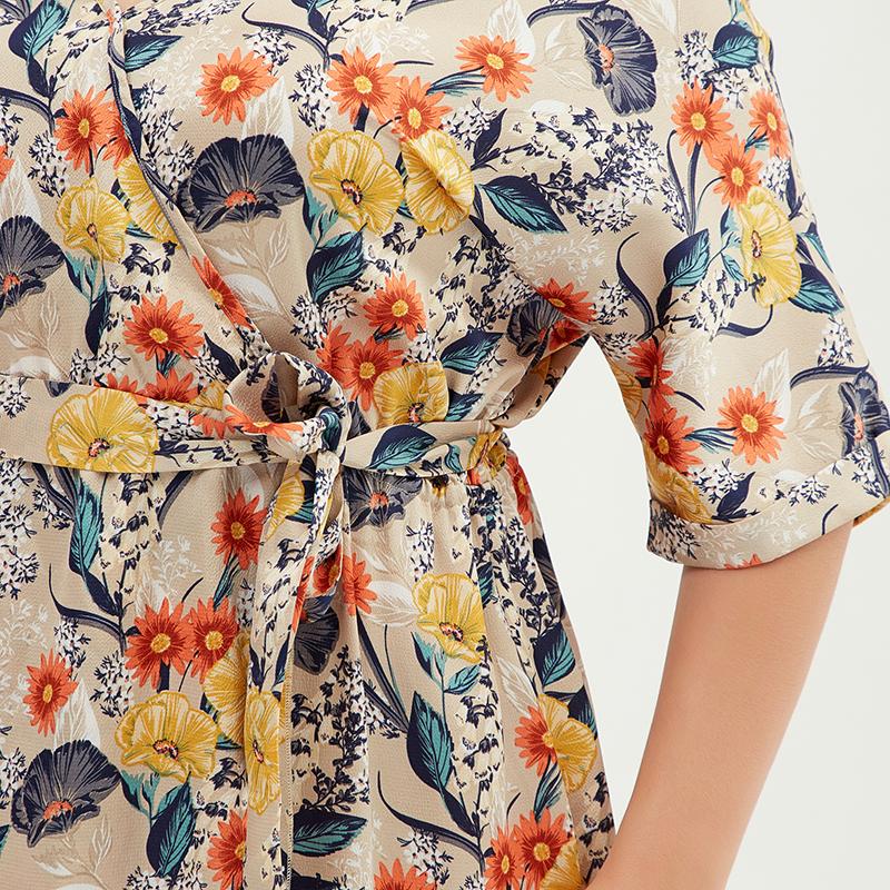 Floral Printed Split Smooth Comfortable Plus Size Dress