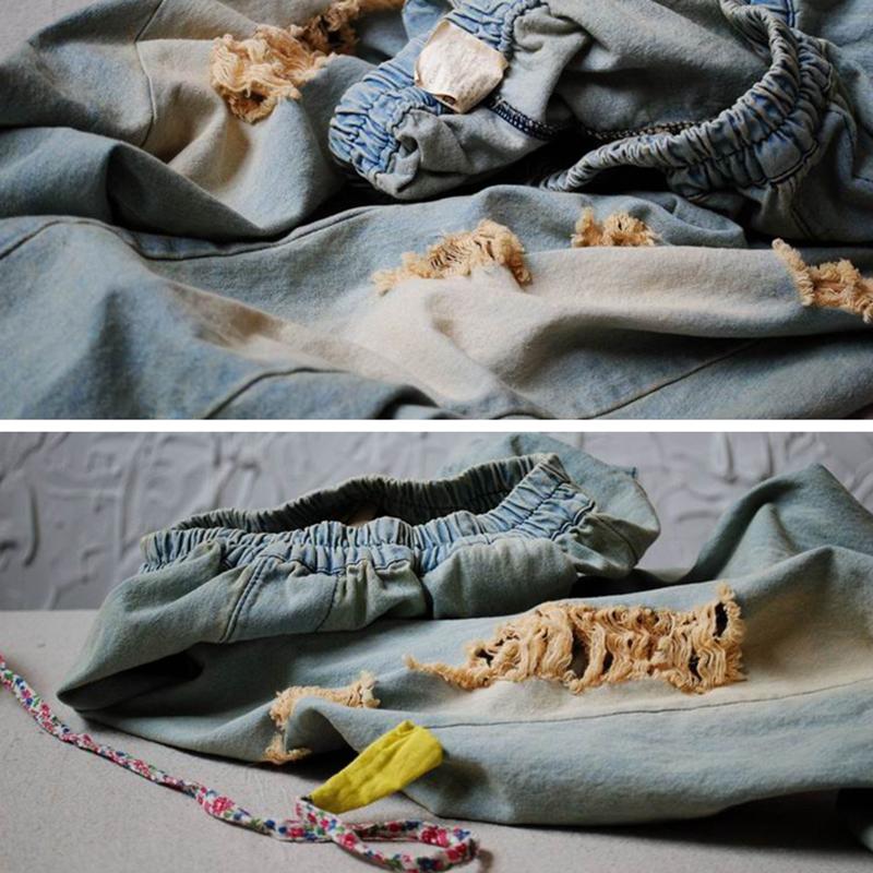 Frayed Retro Casual Solid Color Harem Jeans