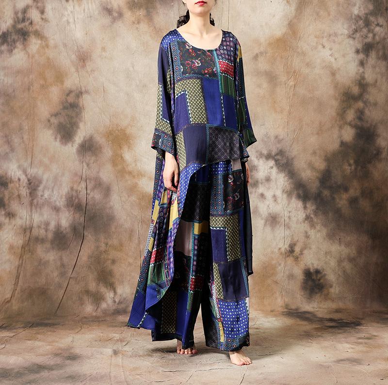 Ethnic Style Irregular Hem T-Shirt And Pants