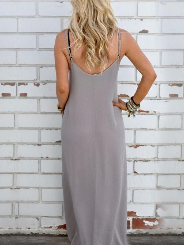 Simple Loose Condole Belted Maxi Dress