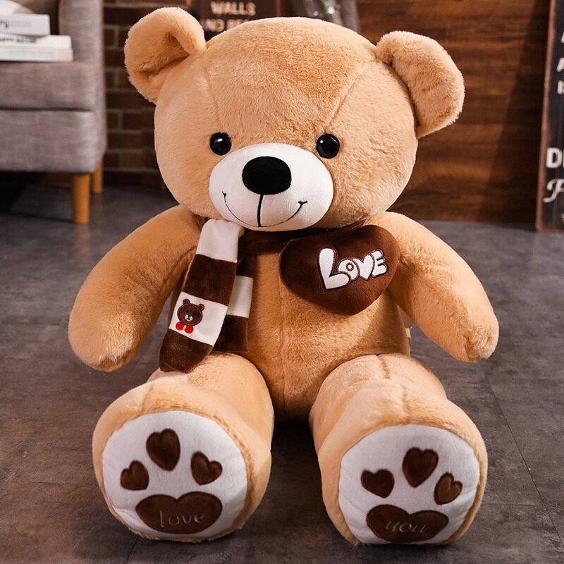 High Quality 80/100CM 4 Colors Teddy Bear With Scarf Stuffed Animals Bear Plush Toys Teddy Bear Doll Lovers Birthday Baby Gift