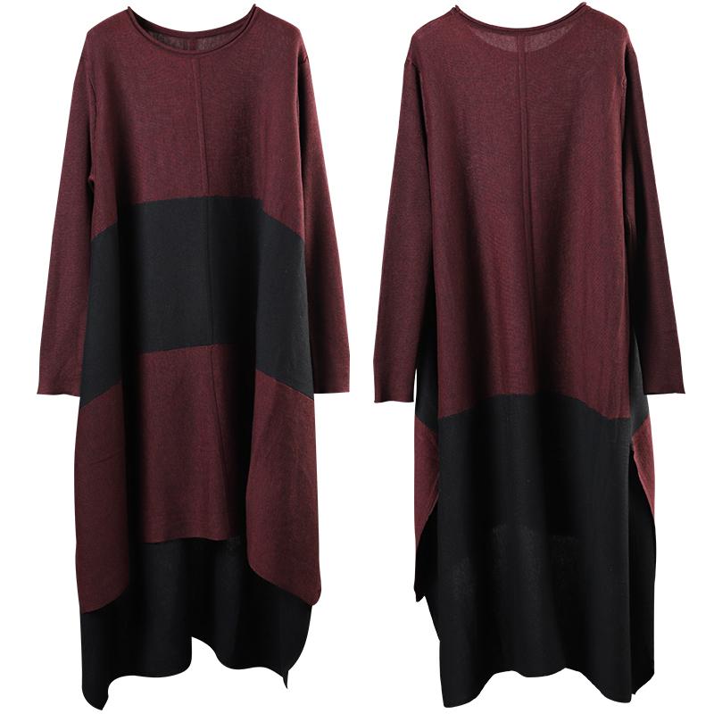 High Low Hem Casual Big Stripes Loose Dress
