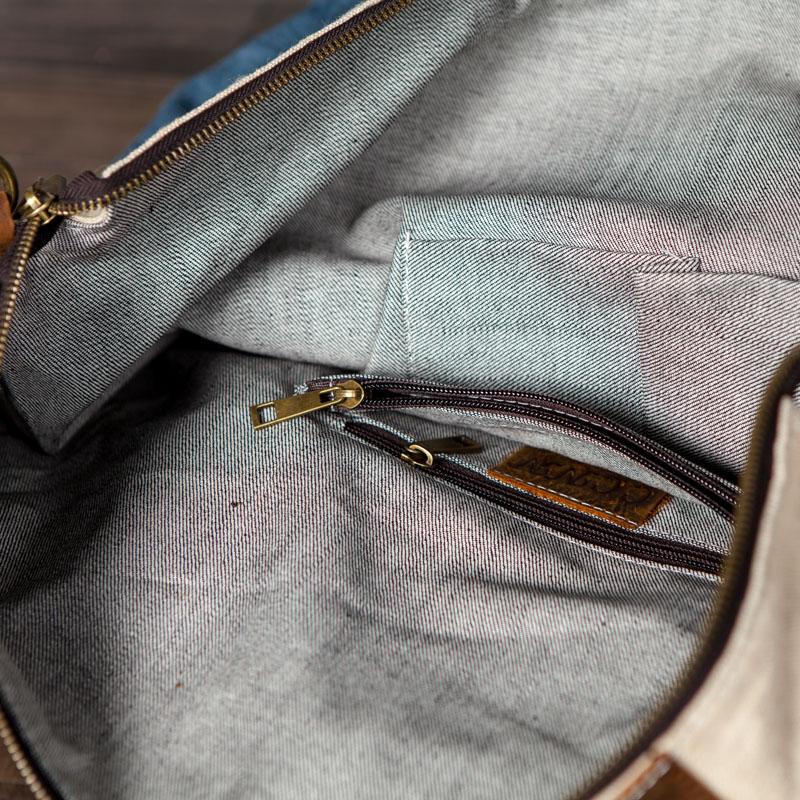 Women Canvas Large Capacity Splicing Shoulder Bag