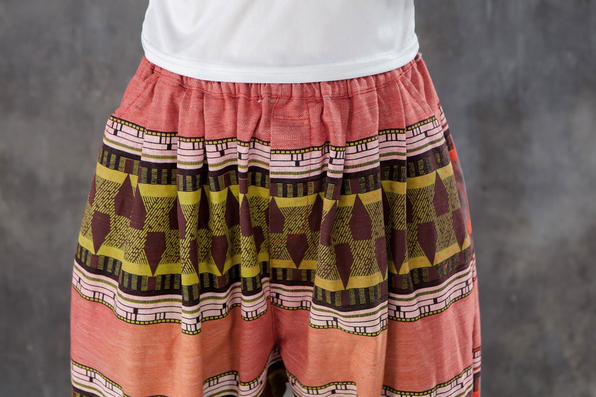 Women Printed Pockets Casual Cotton Polyester Pants