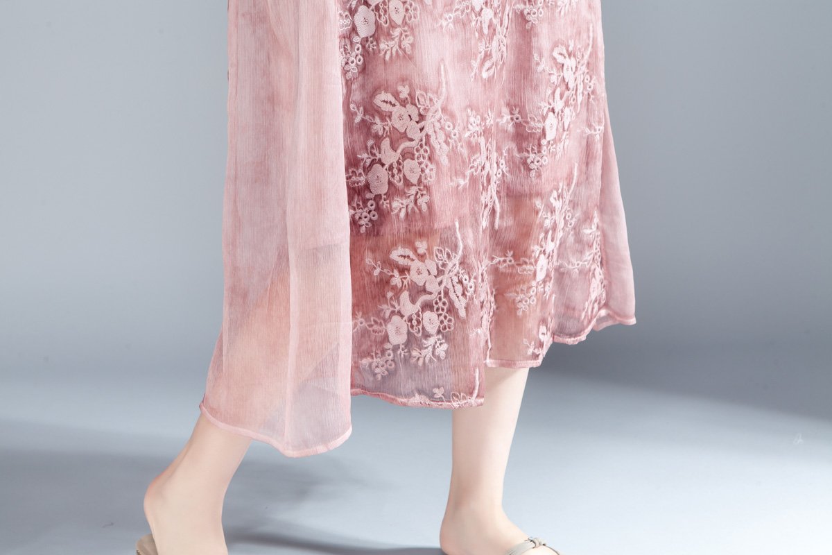 Women Embroidered Pullovers Sleeveless Red Dress