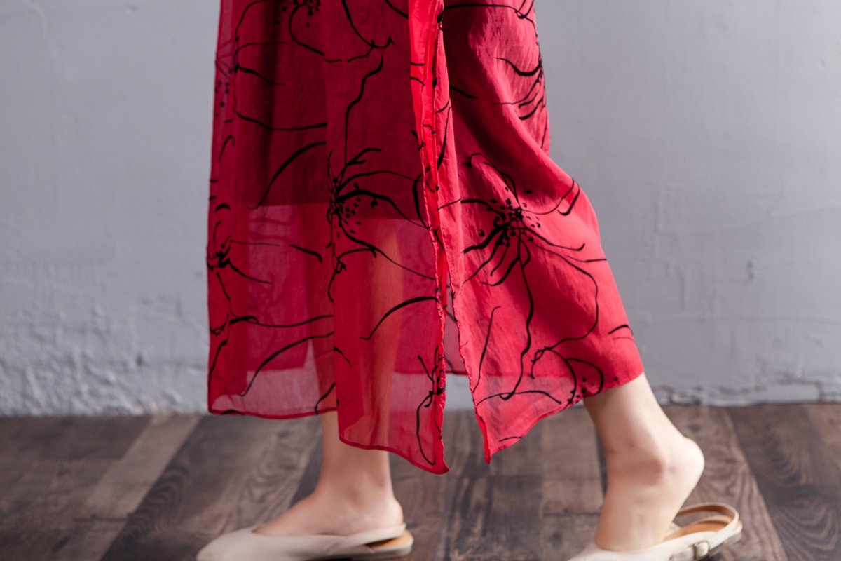 Spring Summer Round Neck Short Sleeve Printed Yellow Dress