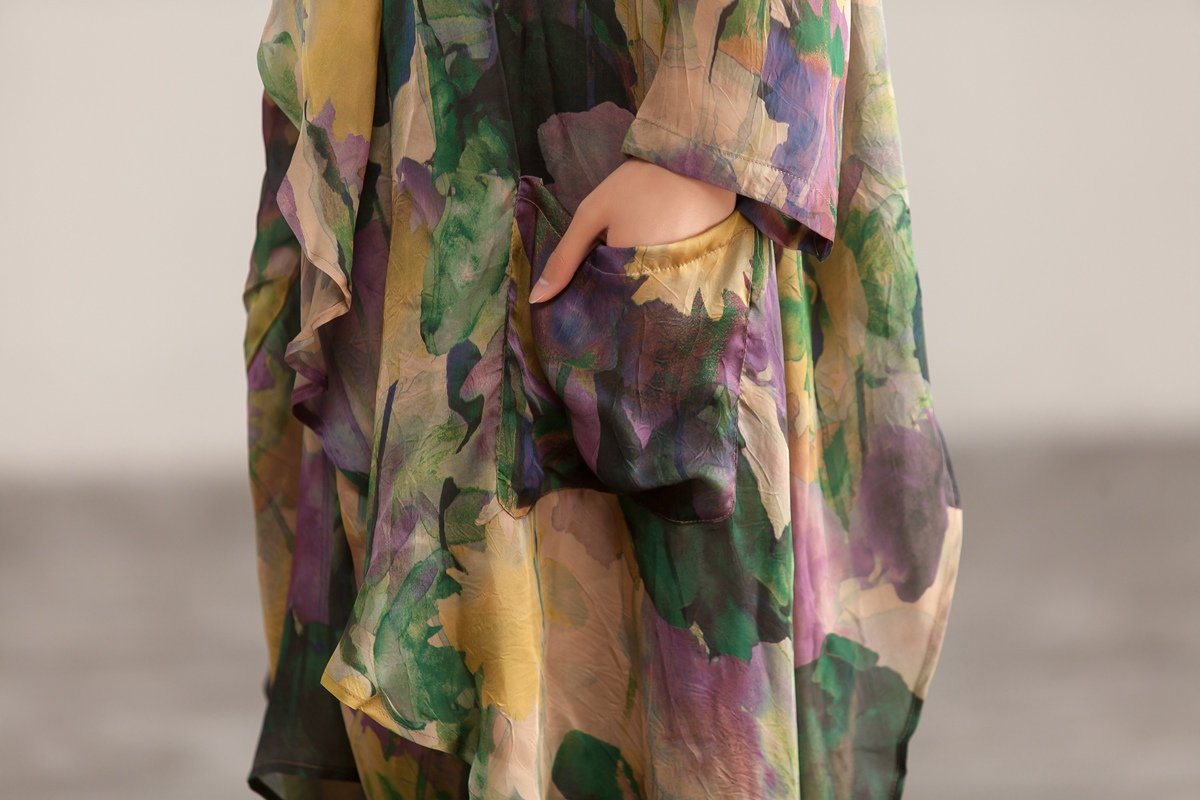 Two Piece Retro Printed Sleeveless Dress Cardigan Coat