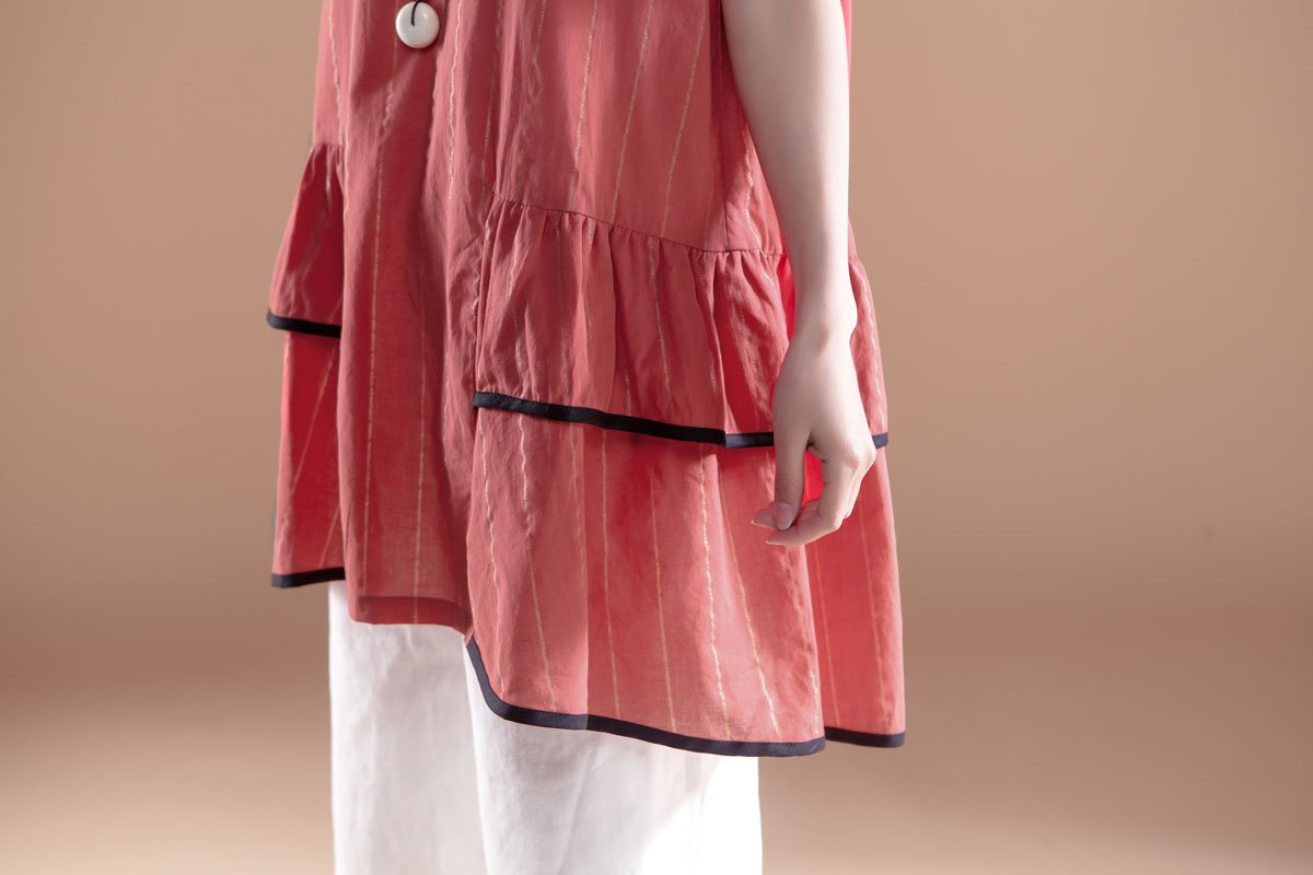 Stripe Casual Round Neck Short Sleeve Red Tops