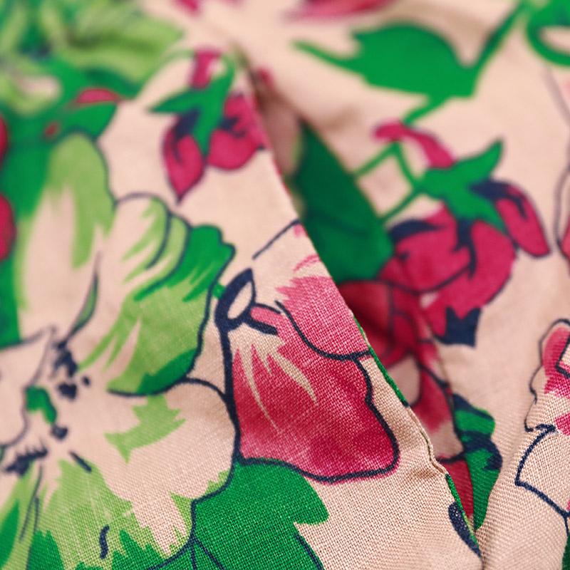 Women Loose Colorful Printing Elastic Waist Linen Pants