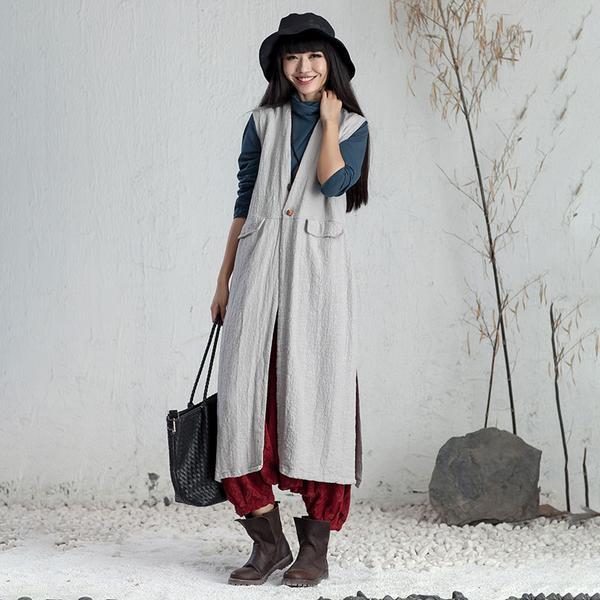 Long Waistcoat And Embroidery Shirt For Women