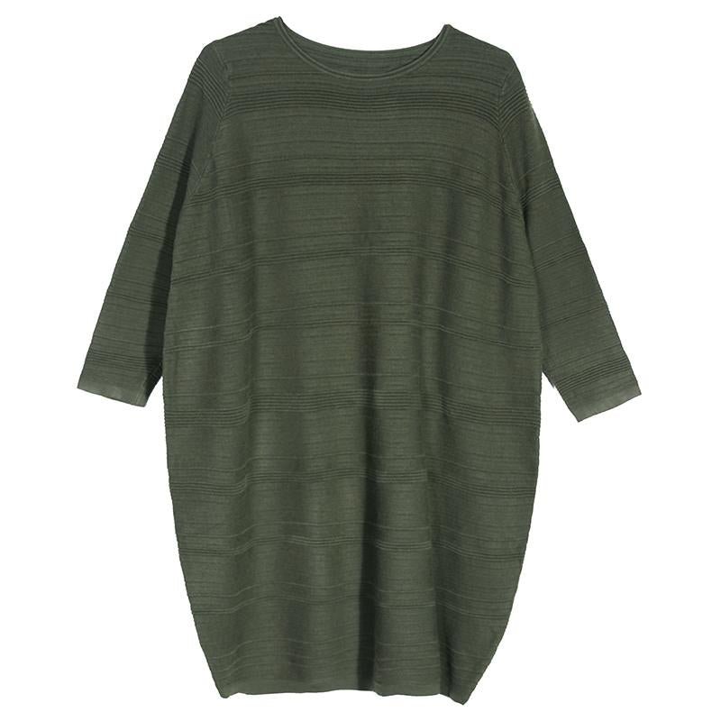 Women Spring Autumn Casual Loose Stripe Long Sleeve Dress