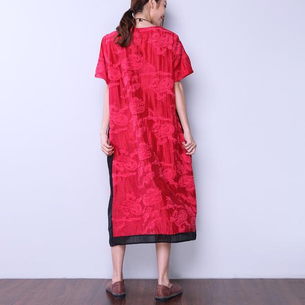 Summer Round Neck Short Sleeve Casual Embroidery Dress