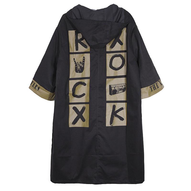 Women Autumn Winter Hooded Zip-Front Three Quarter Sleeve Coat