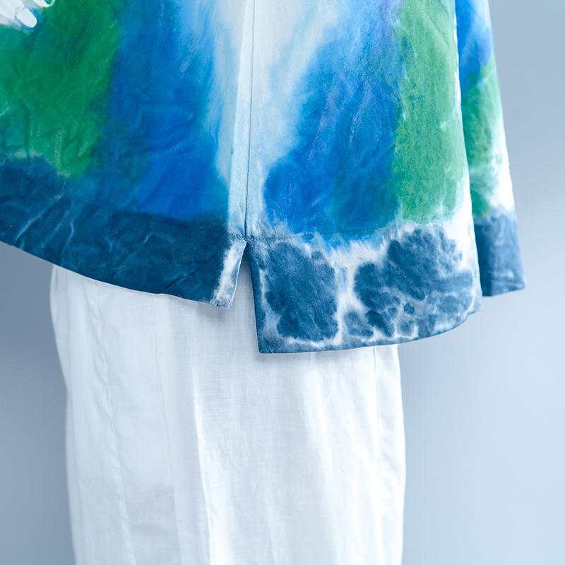 Irregular Casual Print Polo Collar Short Sleeve Blouse