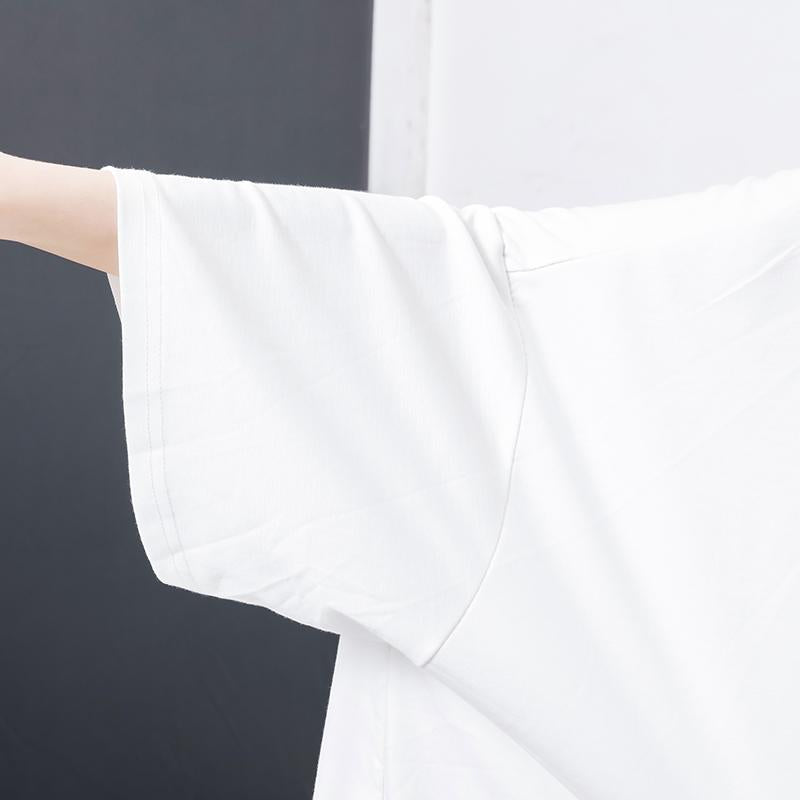 Irregular Design Pleated Solid Color T-Shirt