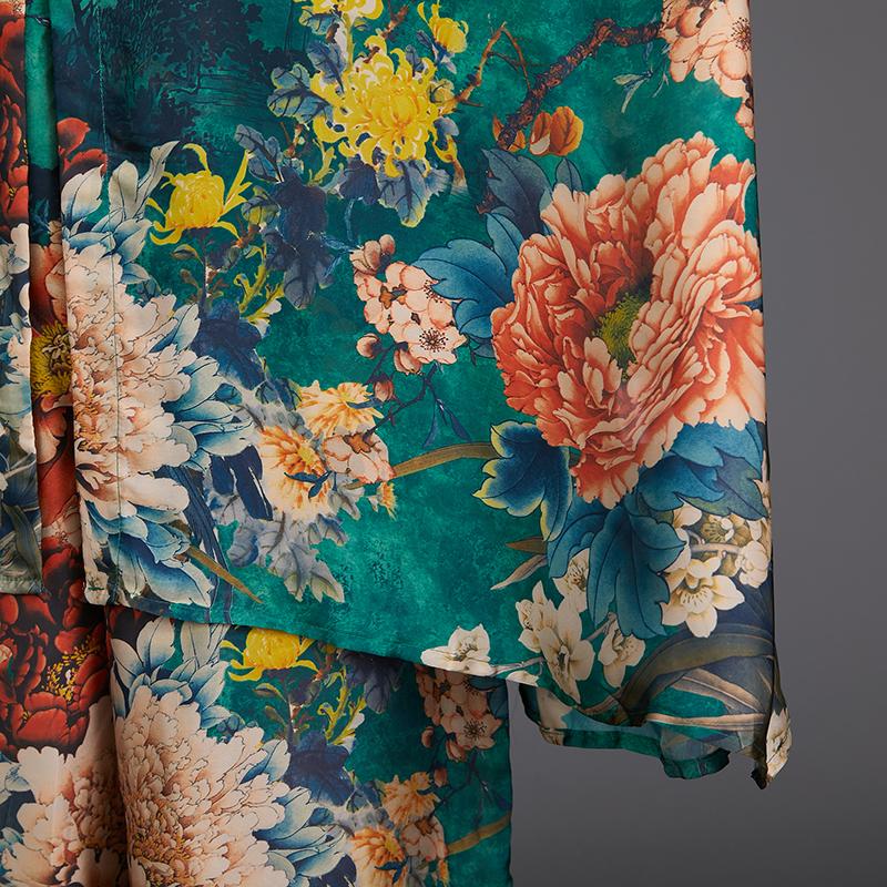 Irregular Print Short Sleeve Blouse And Wide Leg Pants