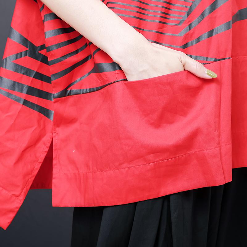 Irregular Stripes High Low Hem Casual T-Shirt